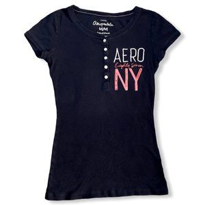 Aeropostale Stretch Half Button Tee Size M